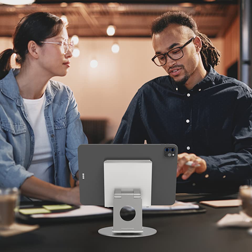 Kabcon Tablet Stand Swivel,Aluminum Portable 360�Rotating Tablet Stand Holder For Desk,Business,Kitchen,Desktop,Tablet Table Stand For Ipad Pro 9.7,10.5,12.9/Air Mini,Tab,Kindle,Nexus,E Reader