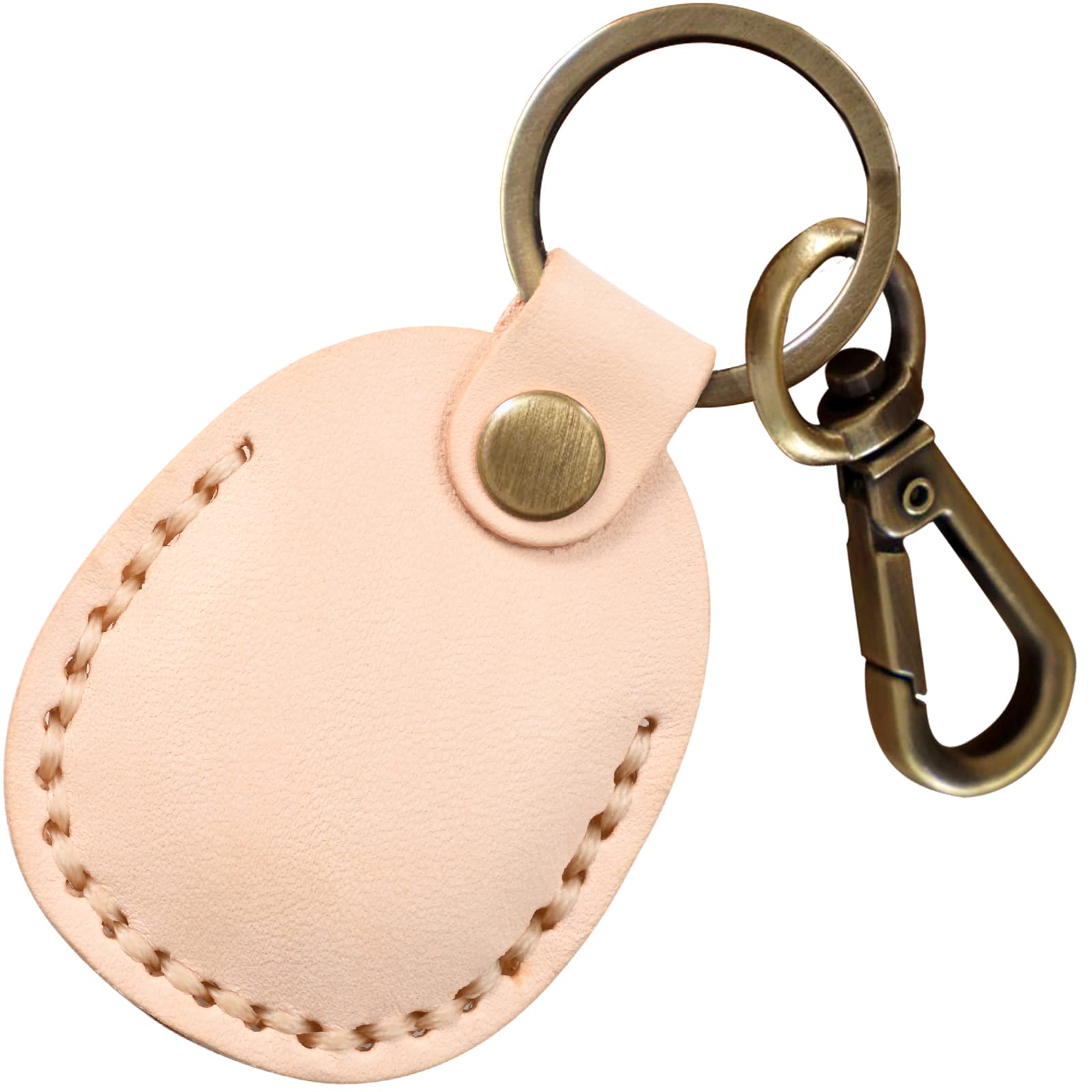 Genuine Leather Airtag Holder, Portable Air Tag Keychain With Key Rings Full Coverage Air Tags Hidden Case Cover Compatible For Airtags White