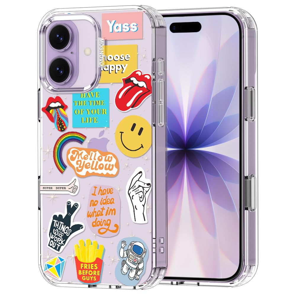 MOSNOVO for iPhone 17 Case | Military Grade 6.6ft Drop Tested | Camera Control | Clear with Pop Culture Design