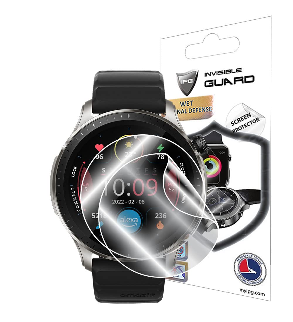 IPG for Amazfit GTR 4 Smart Watch Screen Protector (2 Units) Invisible Ultra HD Clear Film Anti Scratch Guard-Smooth/Self-Healin