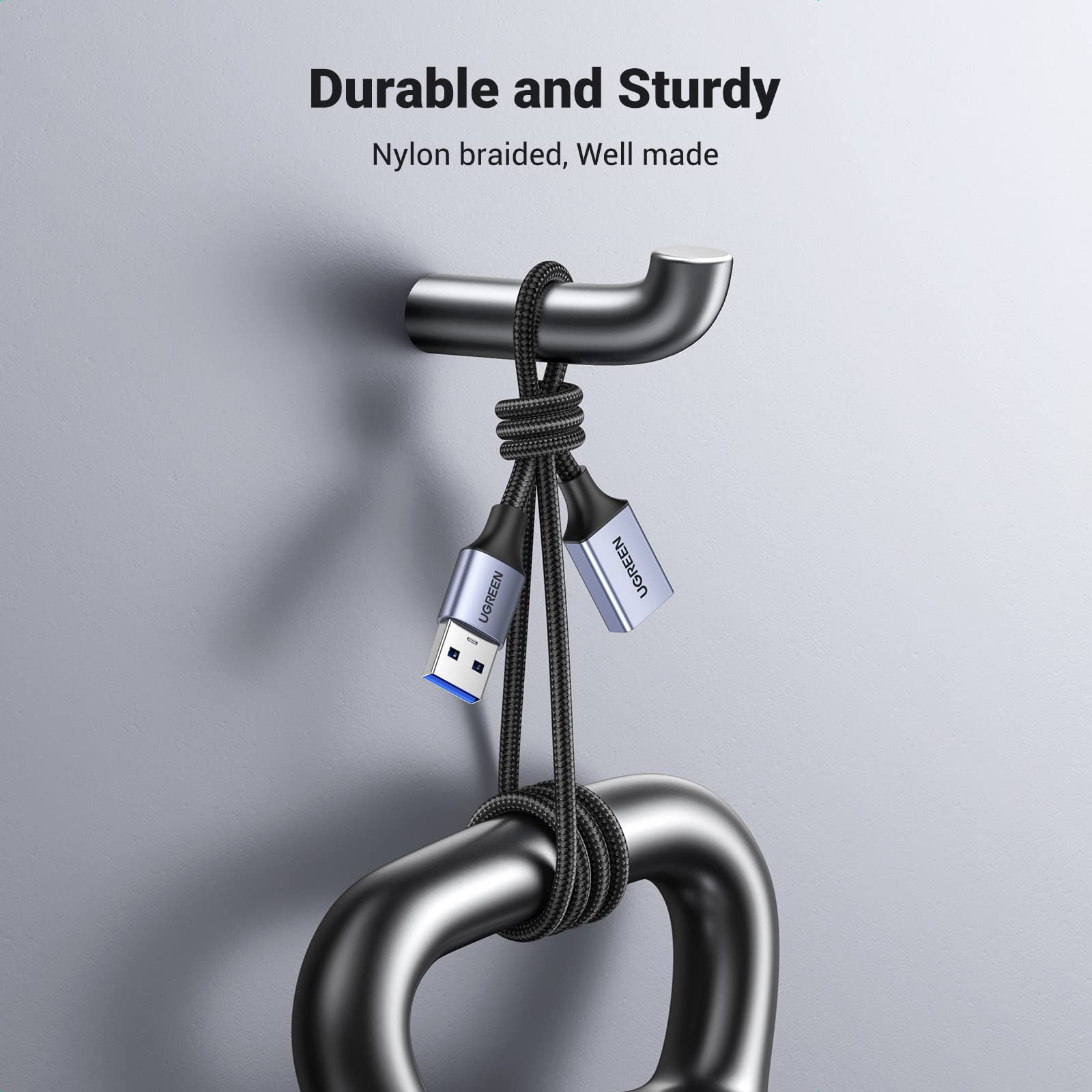 Ugreen 2 Pack Usb Extension Cable, (6 Ft+ 6 Ft) Usb Extender Usb 3.0 Extension Cable Nylon Braided Compatible With Webcam, Camer