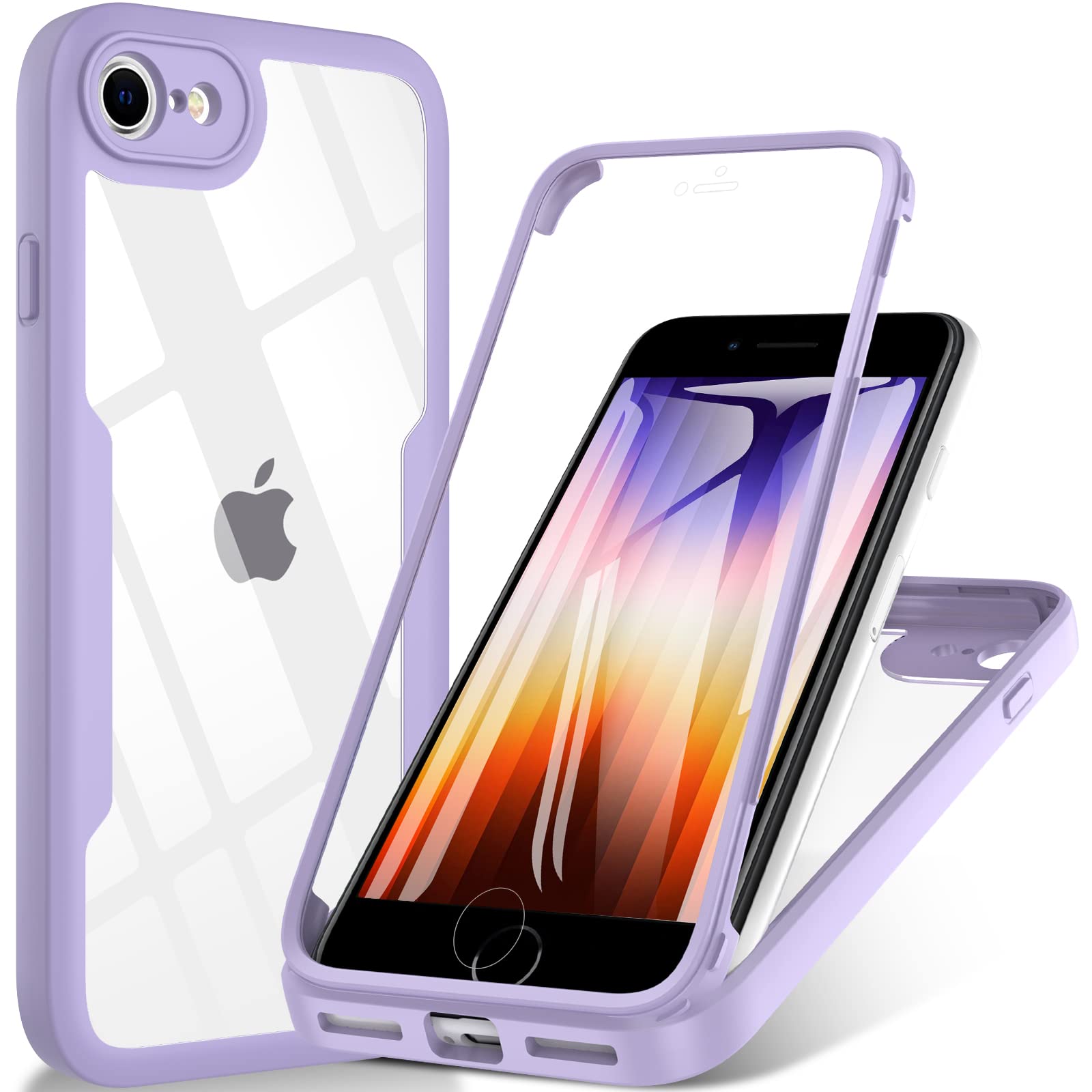 Case For Iphone Se 2022 (Se 3Rd Gen),Iphone Se 2020 Case, Iphone 8/7 Case, Built In Screen Protector 360 Full Body Shockproof Pr