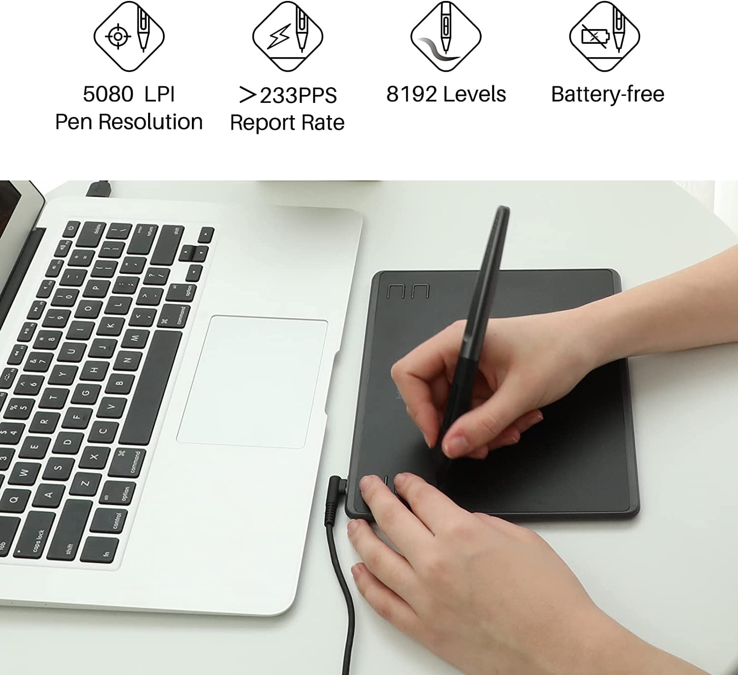 Drawing Tablet Huion Hs64 Beginner Graphics Tablet Osu Tablet With Battery-Free Stylus 8192 Pressure Sensitive For Dgital Art, P