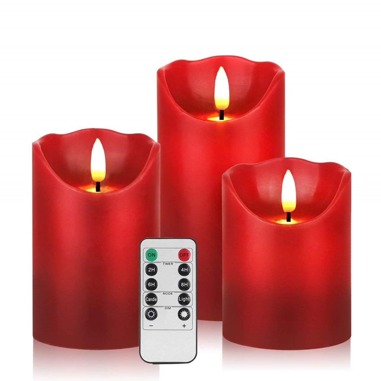 Gbateri 3 Pcs Red Flickering Flameless Candles   Dripless Real Wax Pillar Led Candle Lights   Battery Operated Candles   Dancing