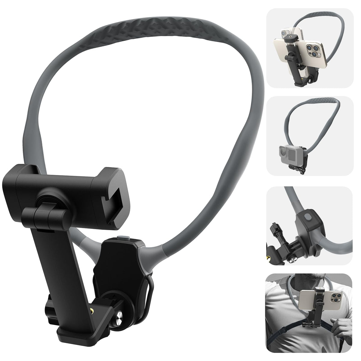 Beviliu Neck Phone Holder For Recording, Hands-Free Pov/Vlog Neck Mount With Phone Clip & Chest Strap For Cooking/Fishing/Video 