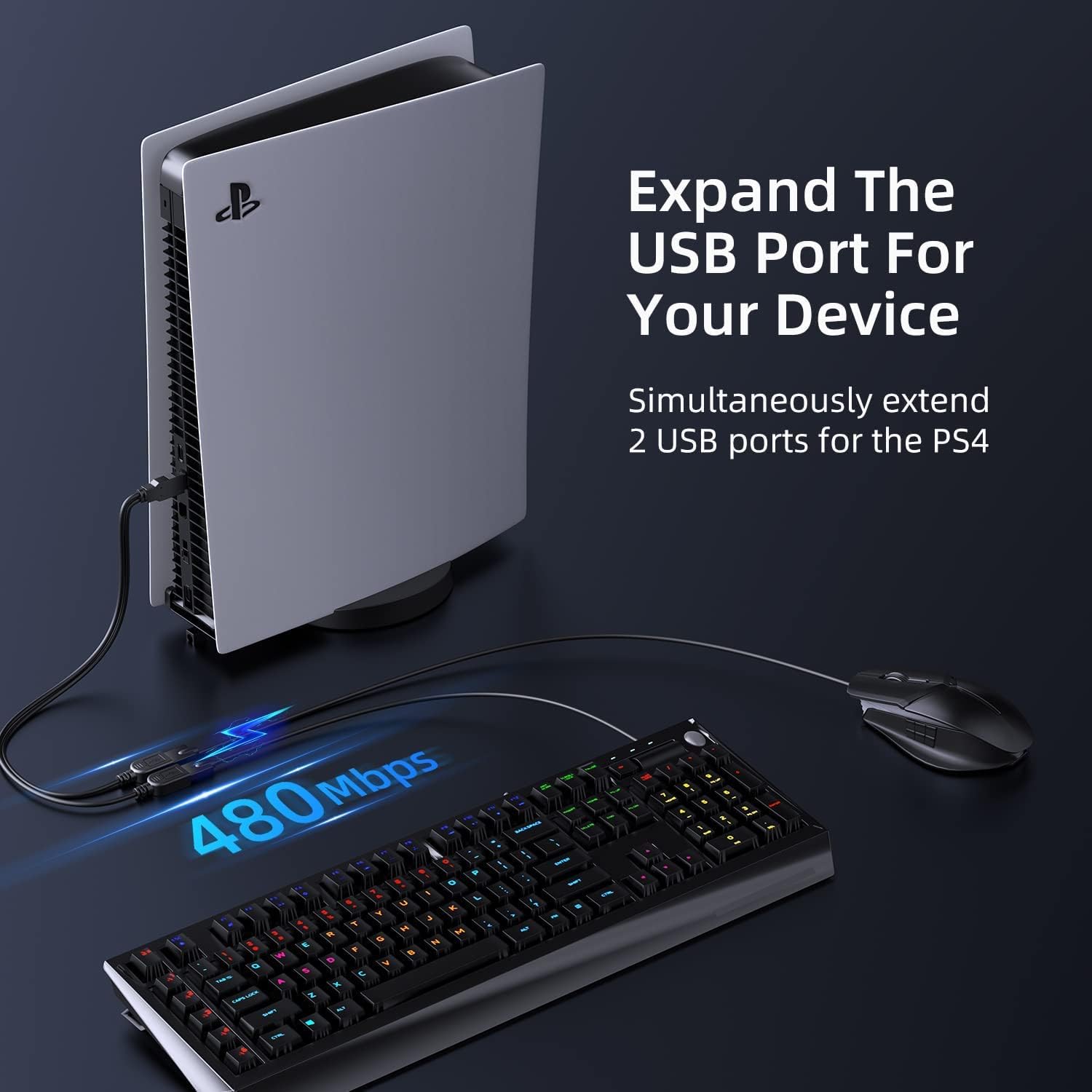 ANDTOBO USB 2.0 A Male to Dual USB Female Y Splitter Hub Power Cord Extension Adapter Cable - Black, 1 Pack