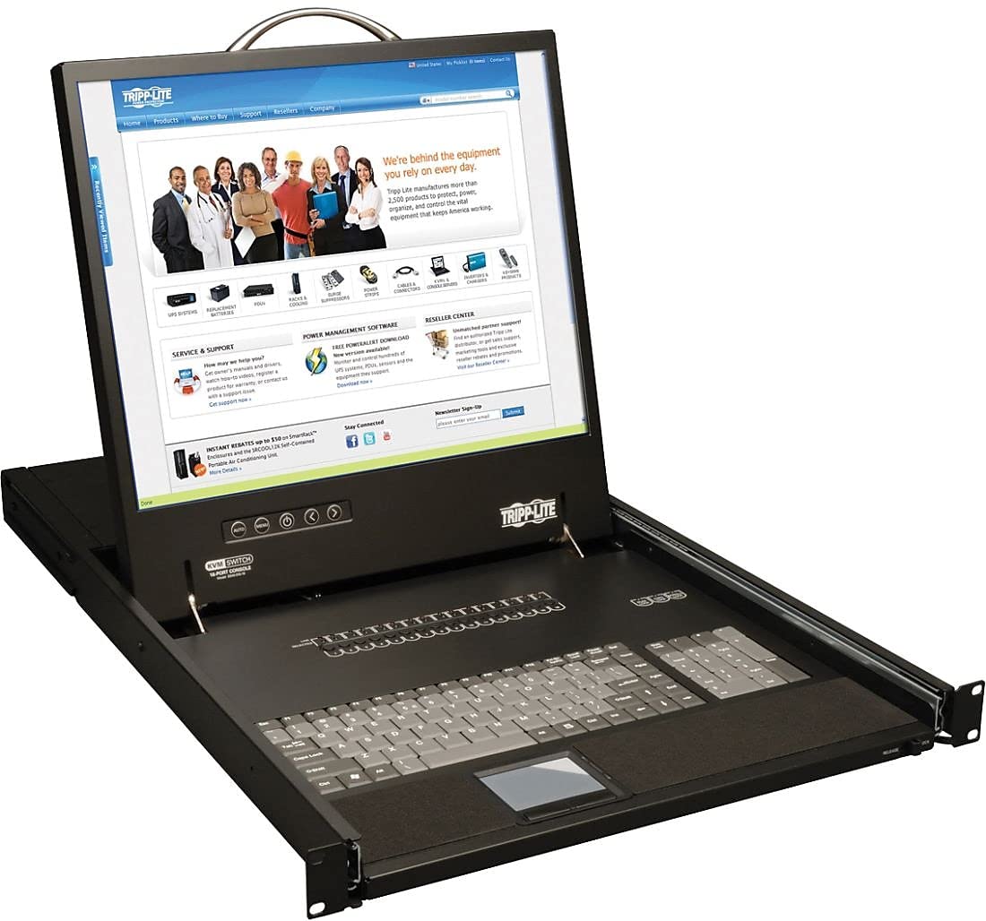 Tripp Lite B040-016-19 16 Port VGA KVM Console w 19in LCD Monitor Keyboard Touchpad