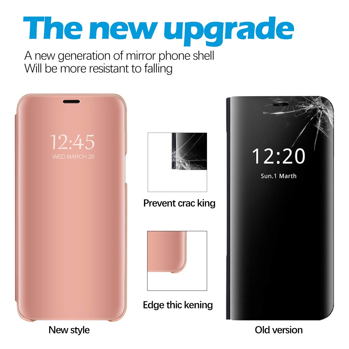 Compatible With Samsung Galaxy A14 5G Case Flip Leather Cover Clear S View Mirror Shockproof Cover With Kickstand Anti Scratch P