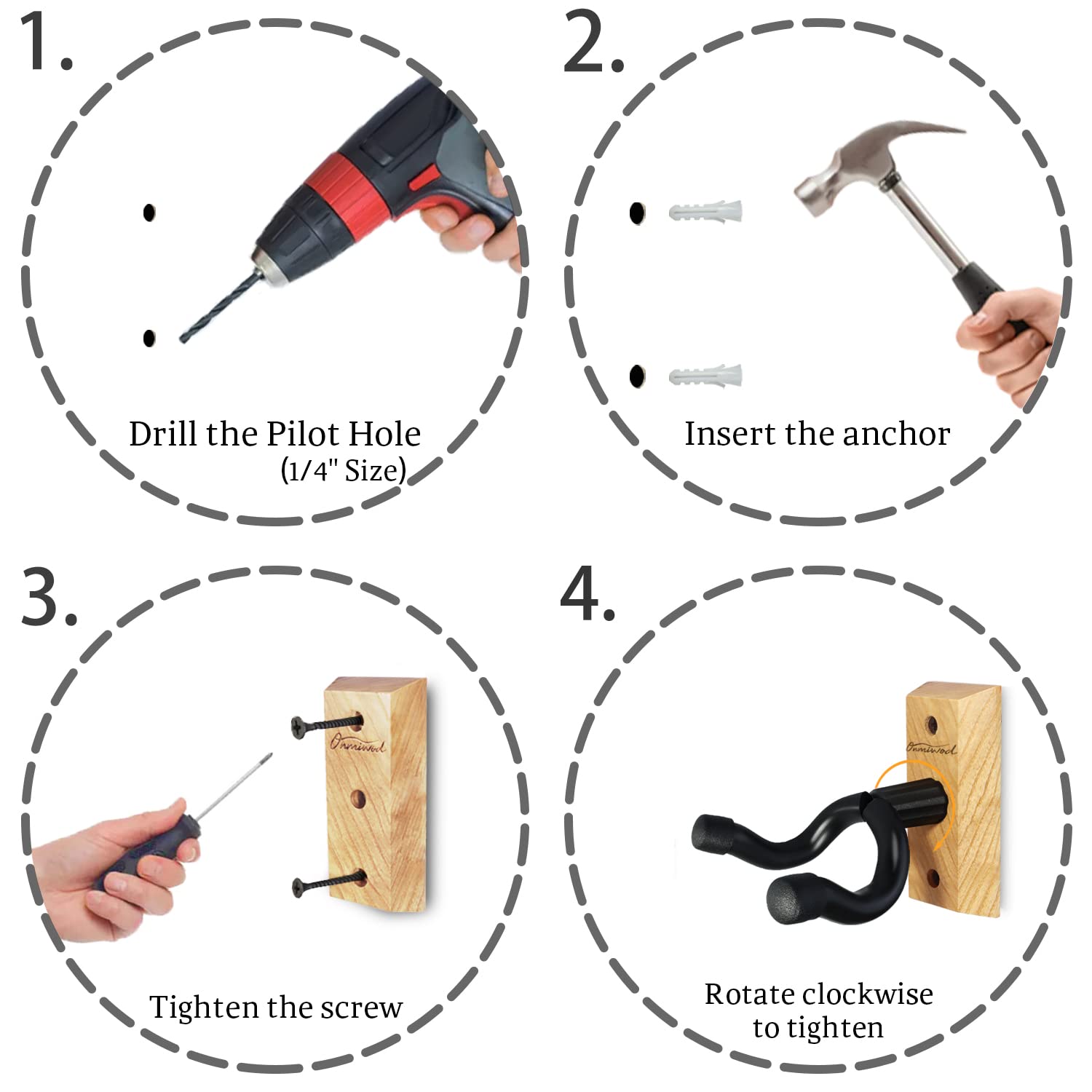 Guitar Wall Mount 2 Pack, Ash Hardwood Guitar Hanger, U Shaped Guitar Wall Hanger Mount, Guitar Holder Hook Stand Wall For Acous