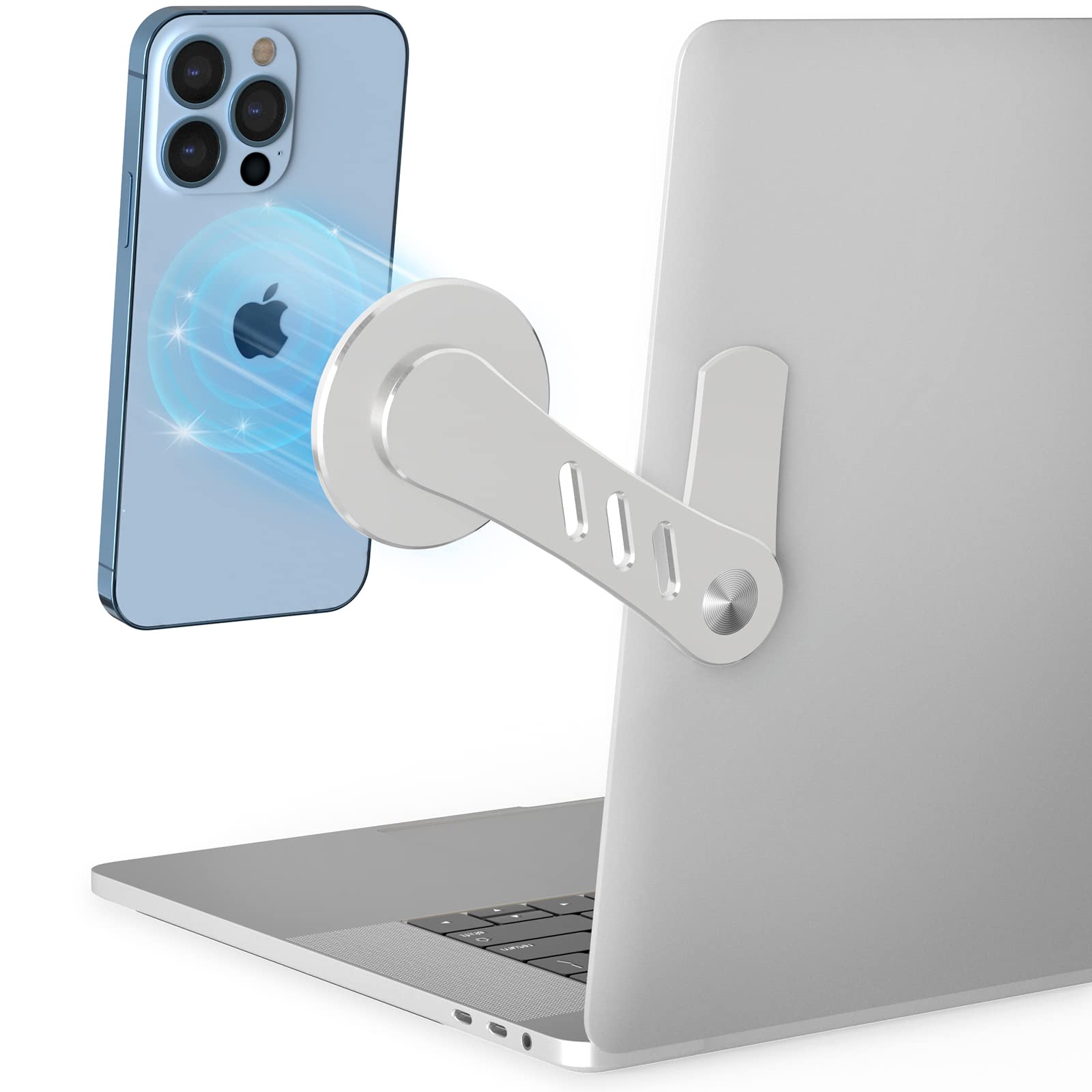 Dk177 Magnetic Phone Holder, Laptop Or Desktop Monitor Side Mount Phone Mount, Slim Portable Foldable Phone Stand Compatible Wit