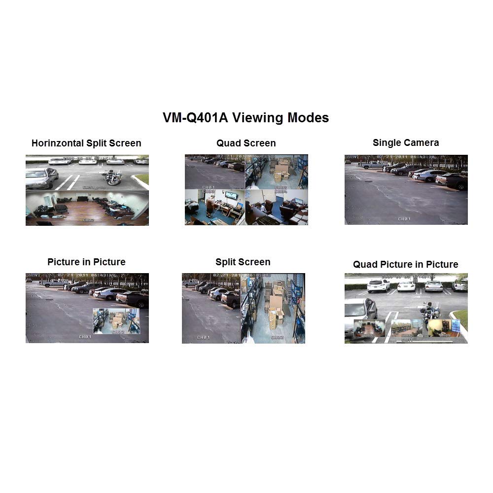 Cctv Camera Pros Vm-Q401A Cctv Bnc Color Quad Processor | Analog Security Camera Mux | Video Screen Splitter | 4 Channel Multipl