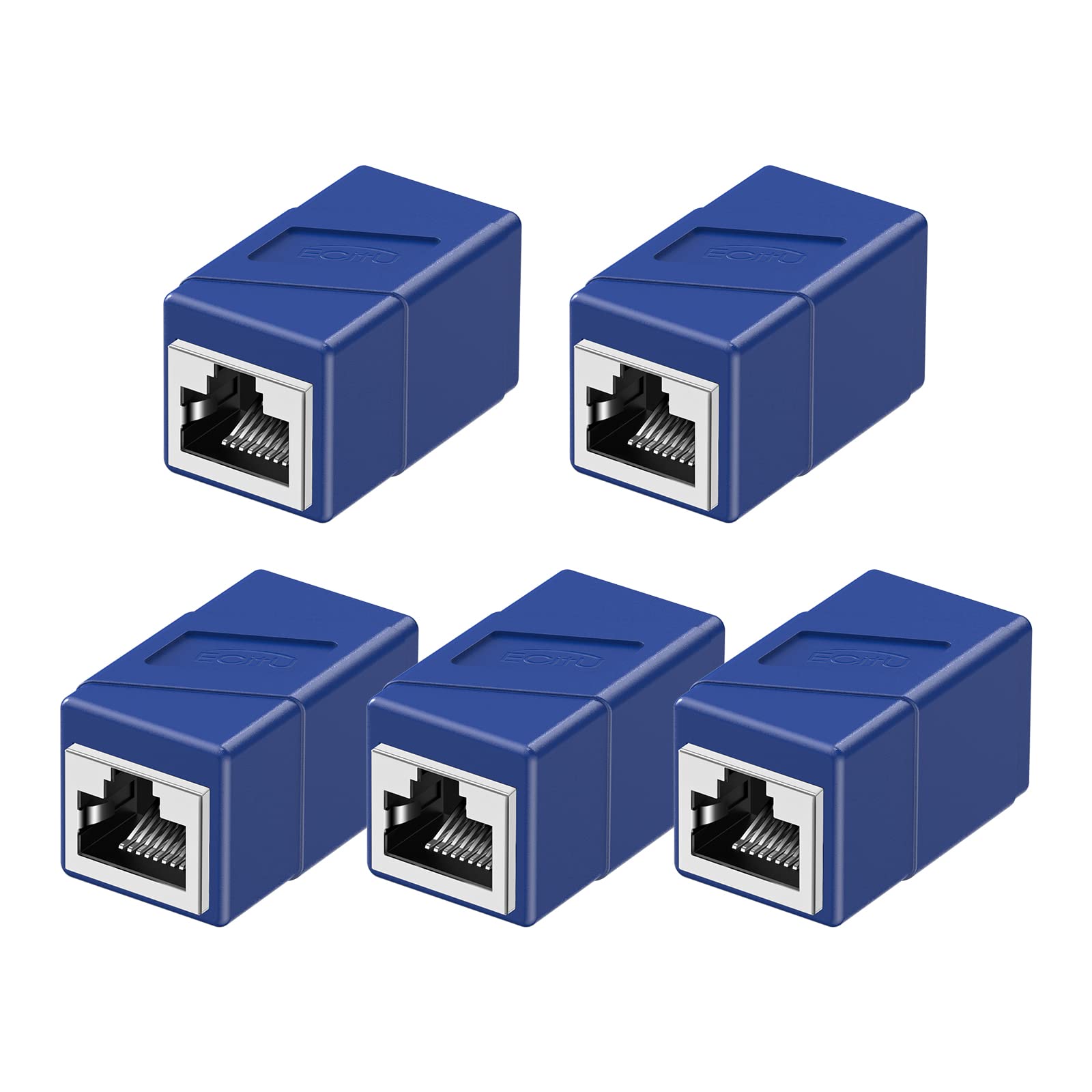Rj45 Coupler, 5 Pack Ethernet Adapters Female To Female, Ethernet Cable Extender Adapter, 8 Pin Modular Straight Through, Network Connectors For Cat8/Cat7/Cat6/Cat6A/Cat5E/Cat5 Ethernet Cable(Blue)