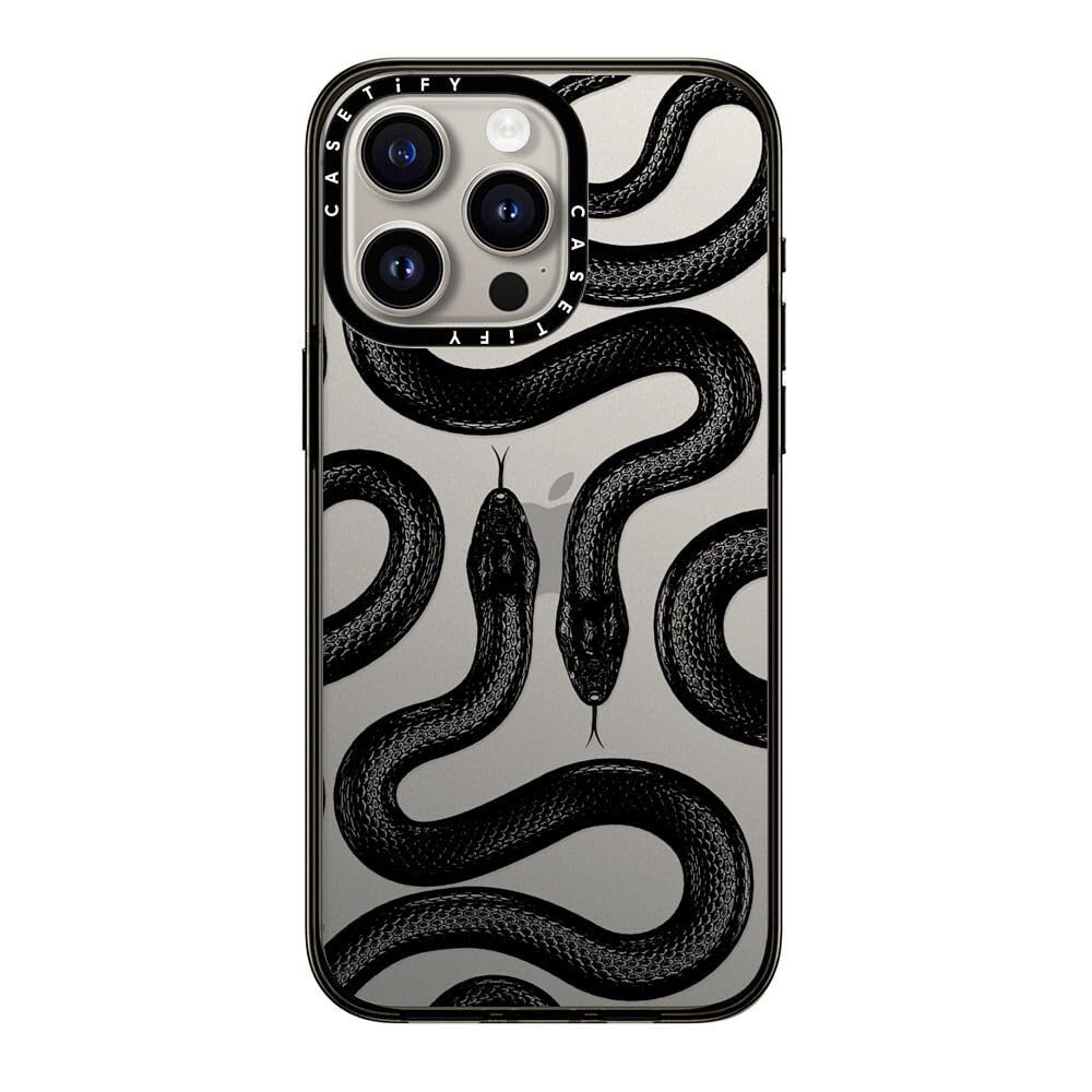 Casetify Compact Case For Iphone 15 Pro Max [2X Military Grade Drop Tested / 4Ft Drop Protection]   Black Kingsnake   Clear Blac