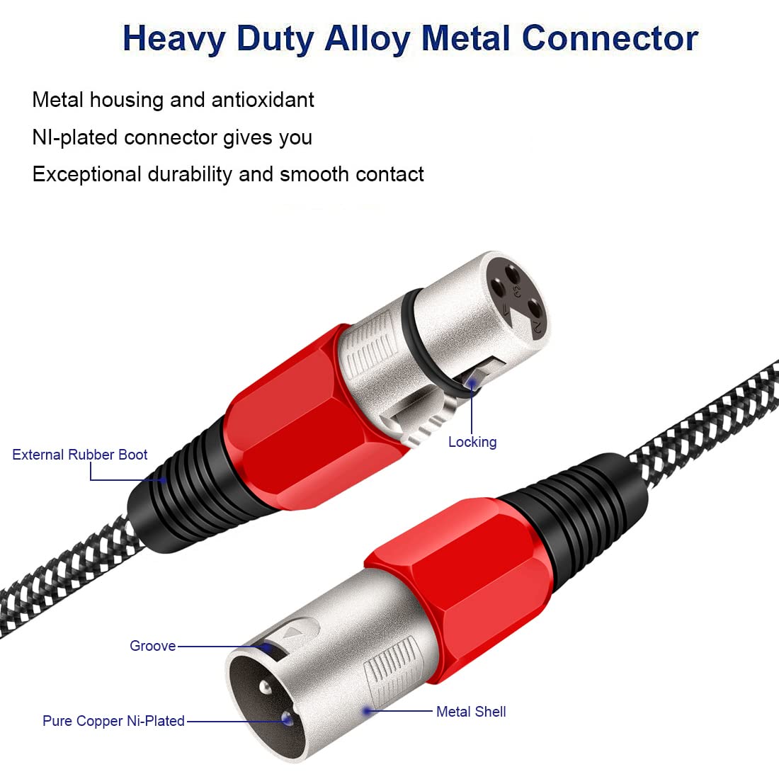 Kinxiyu Xlr Cable 10 Ft/4 Pack, Microphone Cable 3 Pin Nylong Braided Balanced Xlr Male To Xlr Female Heavy Duty Mic Patch Cords