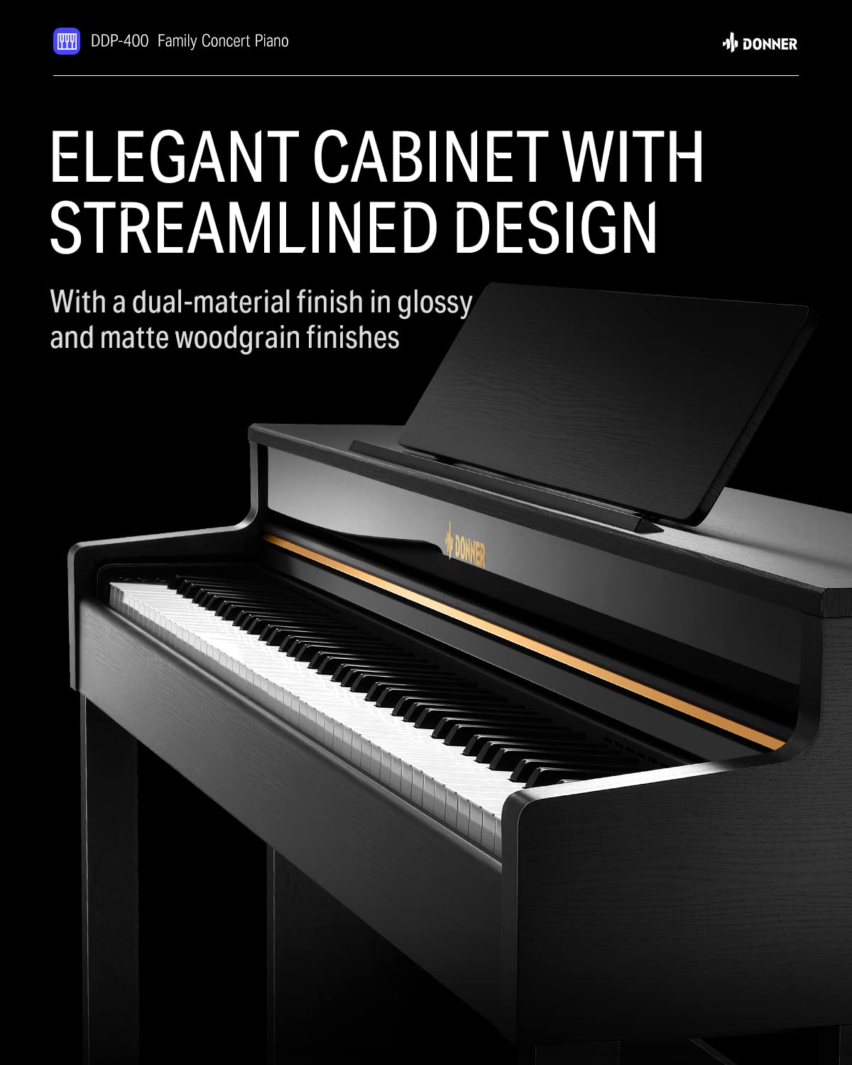 Digital Piano, Donner 88 Key Piano Weighted Keyboard, Premium Upright Keyboard Piano For Beginner Professional, Home Piano Full