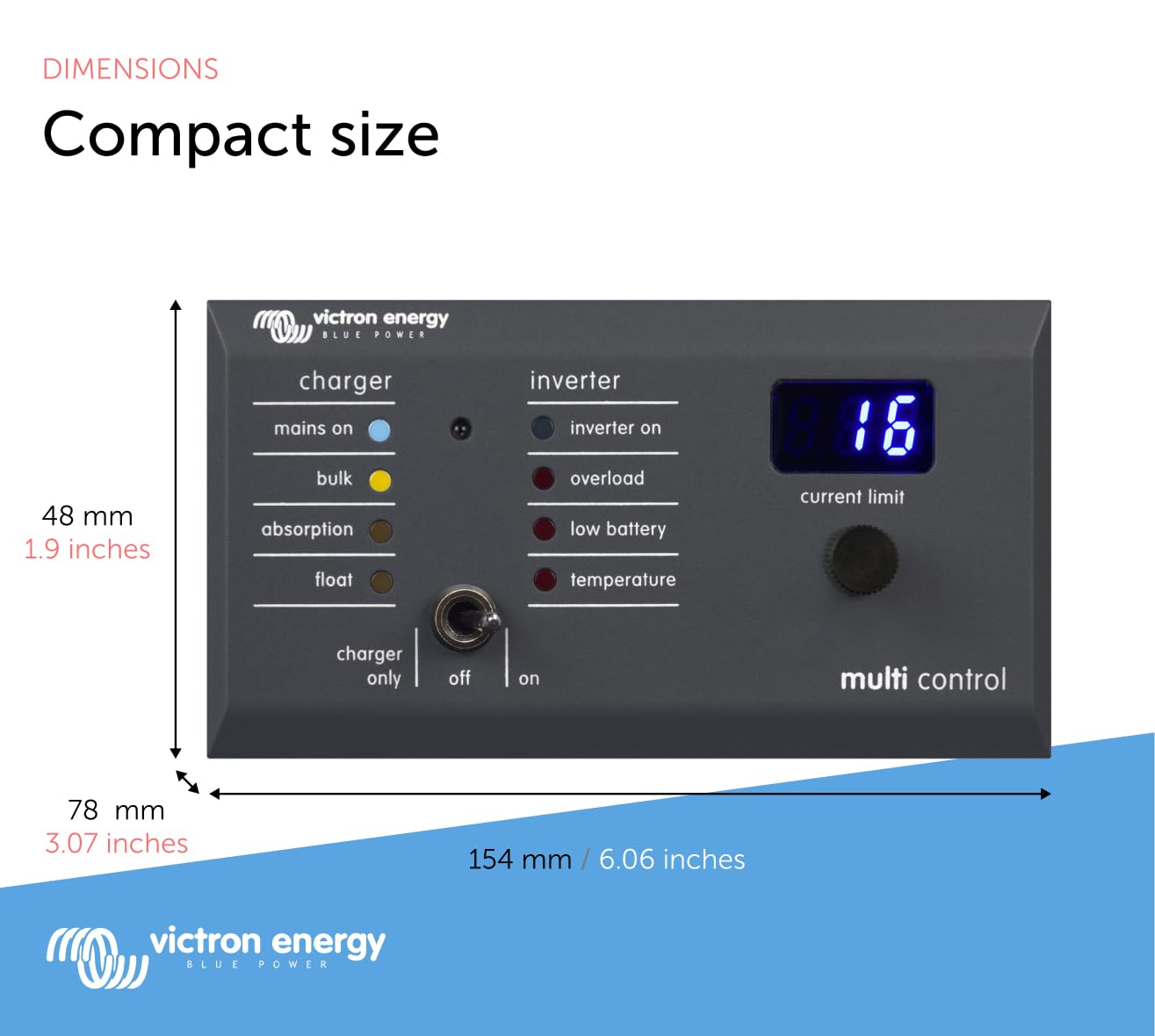 Victron Energy 200/200 Amp Digital Multi Control Panel Gx