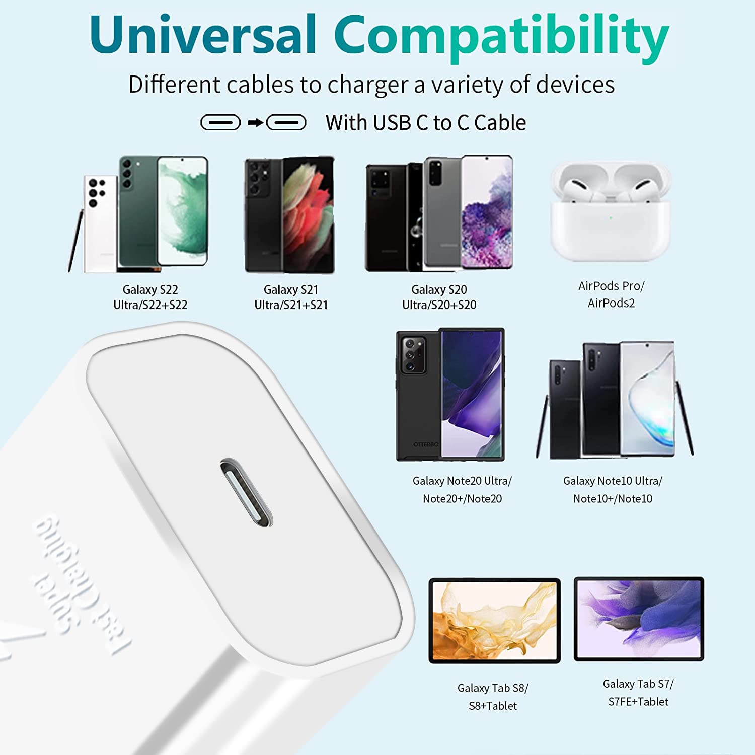 Samsung 45W Usb C Fast Charging Wall Charger, Super Fast Charger Type Usb C 45W Samsung Galaxy Tab S7/S7+/S8/S8+/S8/S22 S21 S20