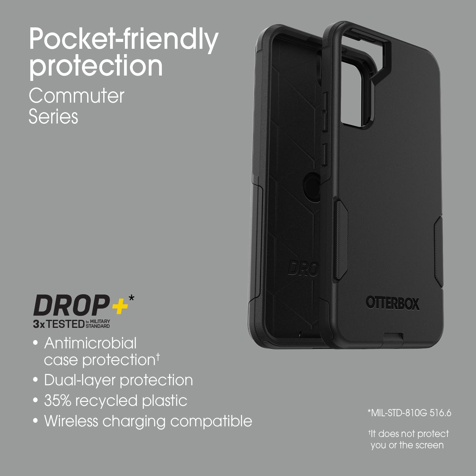 Otterbox Galaxy S22+ Commuter Series Case   Black, Slim & Tough, Pocket Friendly, With Port Protection