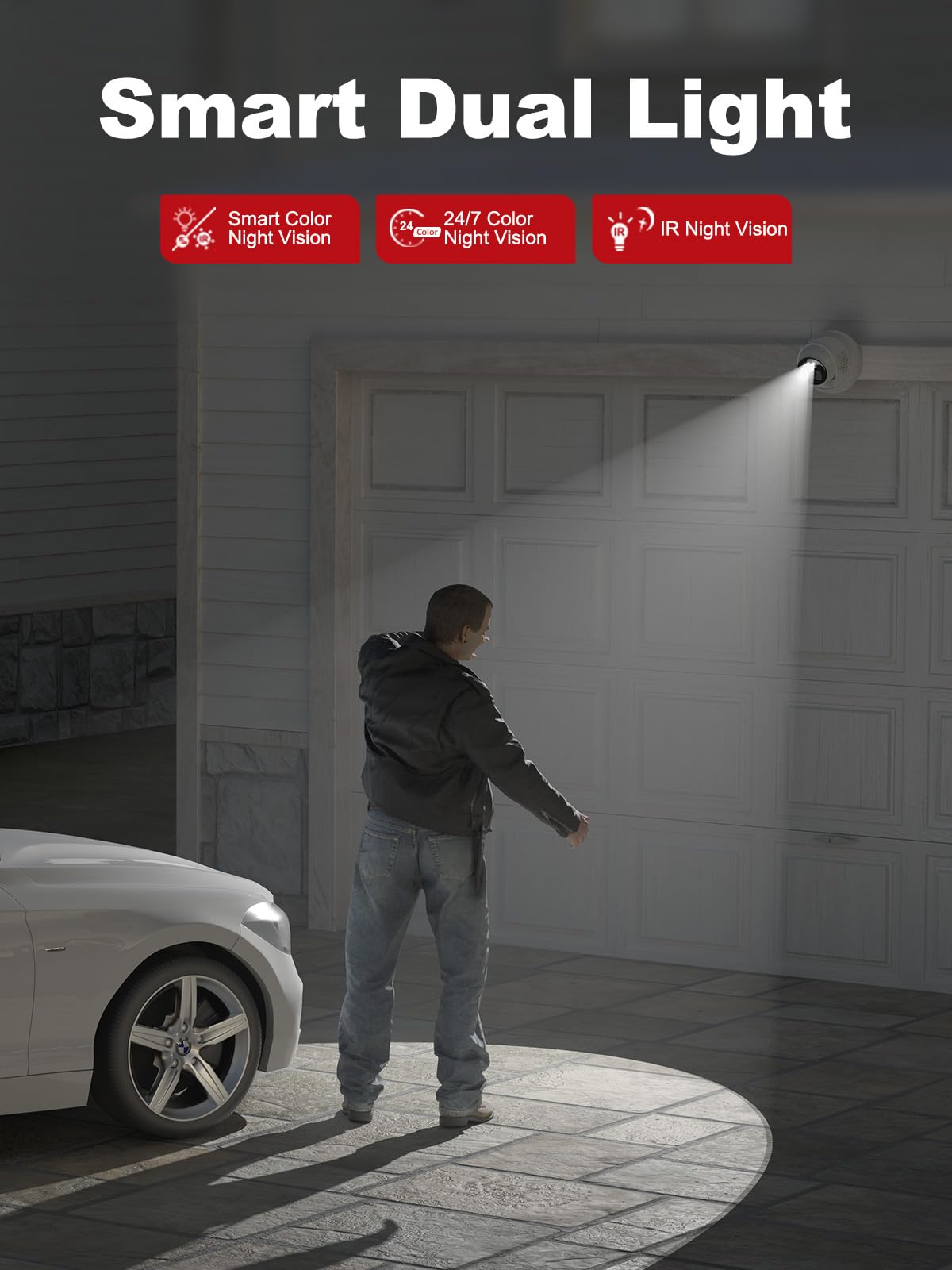 Anpviz 4K Poe Ip Camera Outdoor, 8Mp Smart Dual Light Turret Camera, Human/Vehicle Detection, 2.8Mm Lens, Hybrid Color Night Vis