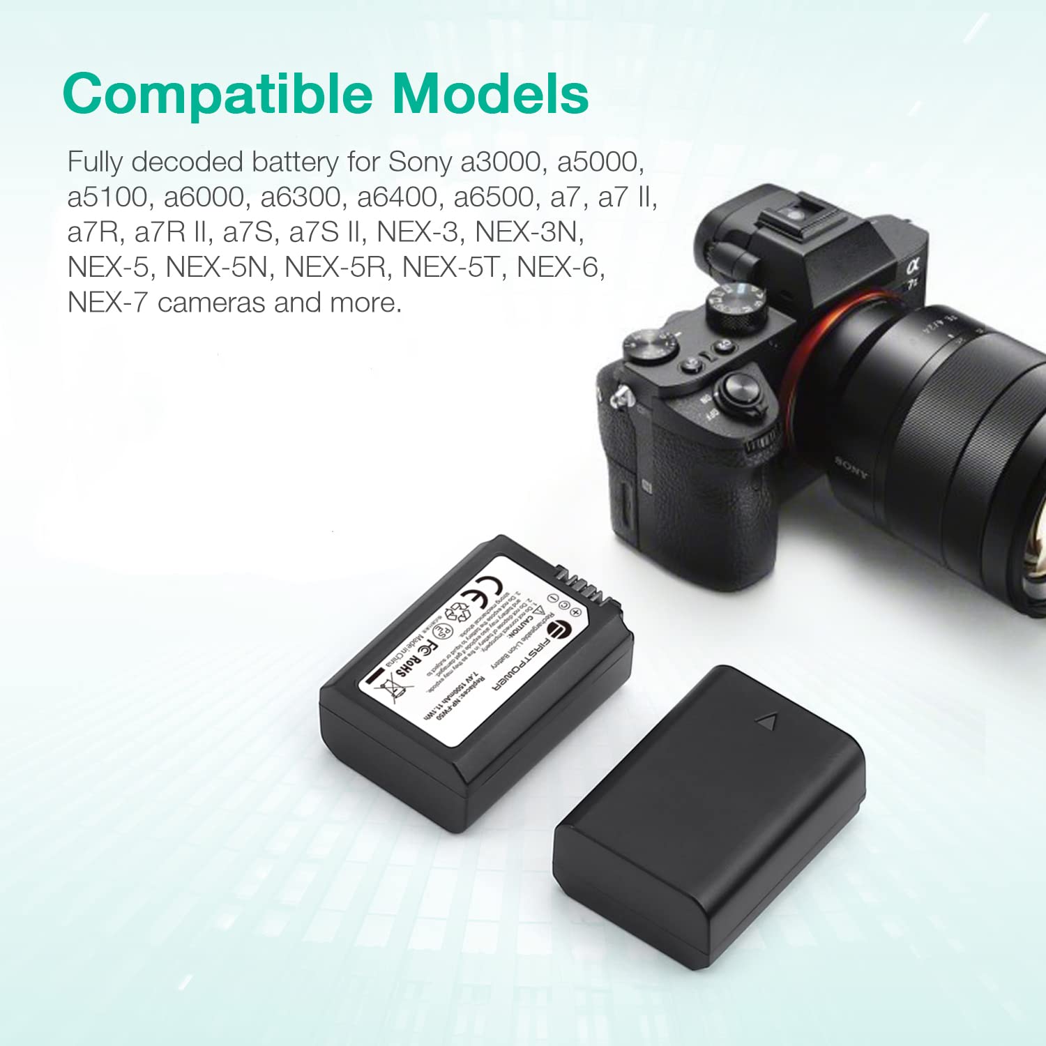 Firstpower Np Fw50 Battery 2 Pack And Usb Dual Charger Compatible With Sony A6000 A6300 A6400 A6500 A7 A7Ii A7Rii A7Sii A7S A7S2