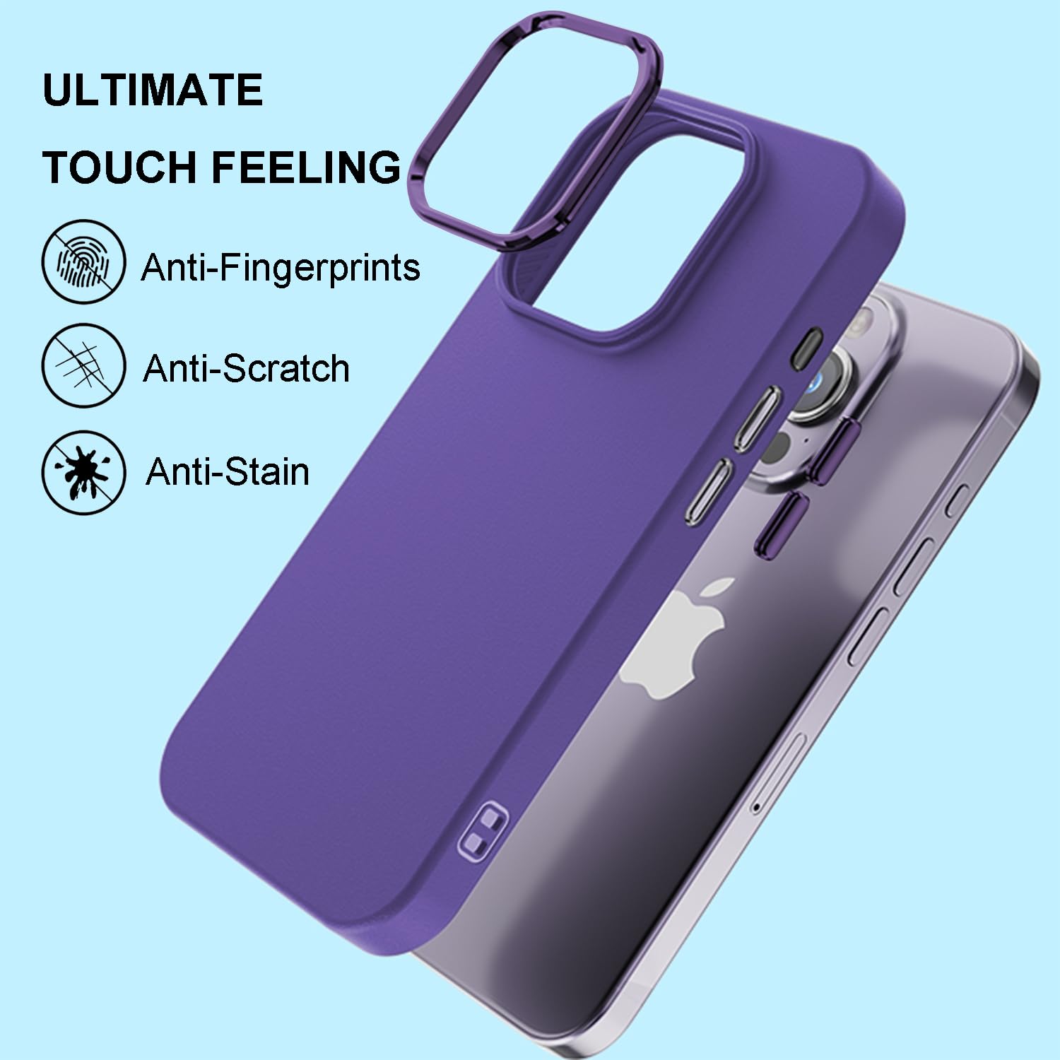 Tenoc Phone Case Compatible With Iphone 12 & Iphone 12 Pro, Purple Case Anti Fingerprint Protective Bumper Matte Cover For 6.1 I