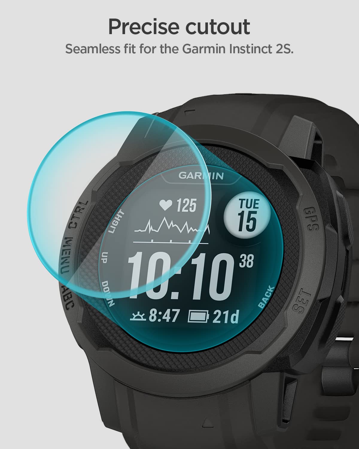 Spigen Tempered Glass Screen Protector [Glastr Ez Fit] Designed For Garmin Instinct 2S (40Mm) / Instinct 2S Solar (40Mm)   2 Pack