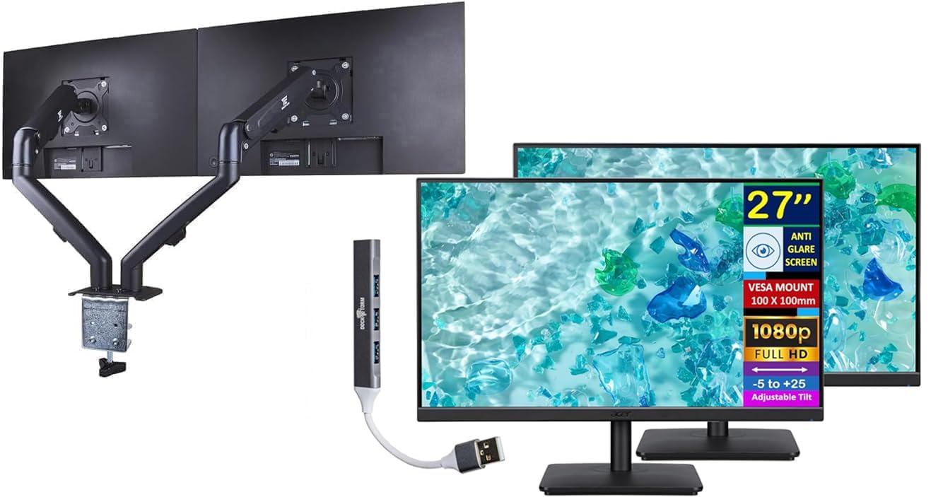 Acer Vero V7 V277 Gbmipx 27 FHD IPS Monitor w/ 4ms Response Time, Anti Glare, VESA Mount (100mm), VGA, HDMI & Black Color (UM.HV