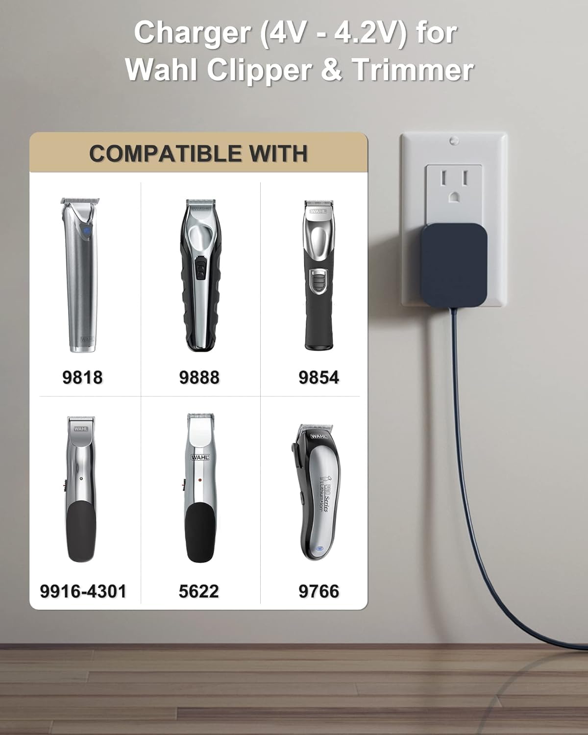 Fgieu 4V Charger Compatible With Wahl 9818L 9818 9888L 9854L 9876L 9685 Trimmer For Groomer Clipper S004Mu0400090 9854 600 97581