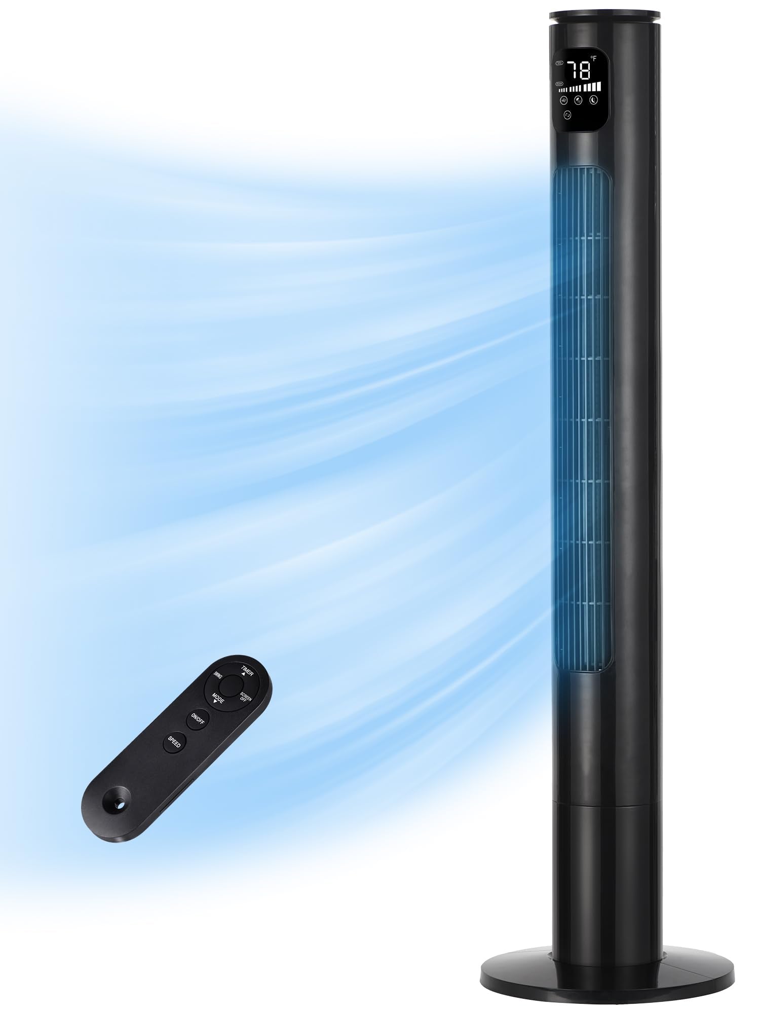 Uthfy 46 Tower Fan With Remote, 28ft/s Fan for Bedroom with 24 H Timer, 120 Oscillating Fan with 3 Speeds, 3 Modes, Portable Sta