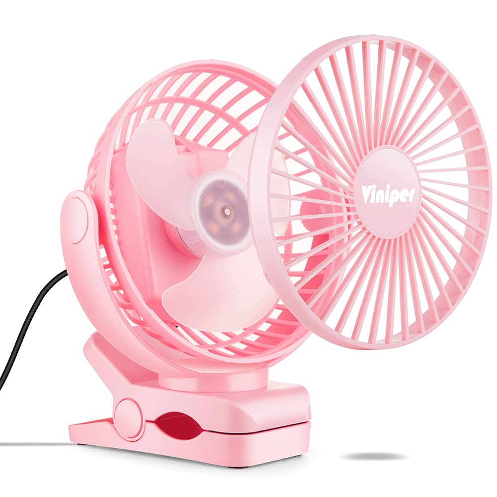 Viniper 6 Inch Usb Clip On Fan, Portable Small Desk Fan : 360 Rotation, 3 Speeds Wind Table Fan, Quiet Powerful For Home,Office