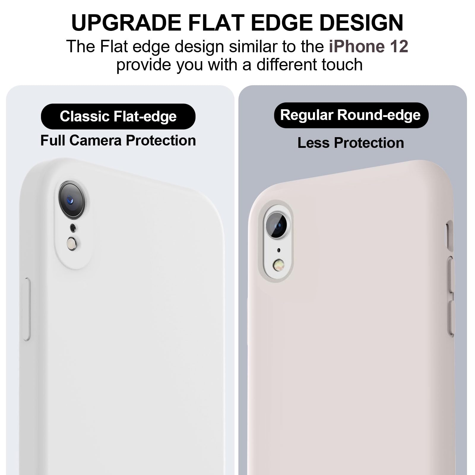 Vooii Compatible With Iphone Xr Case, Upgraded Liquid Silicone With [Flat Edges] [Camera Protection] [Soft Anti Scratch Microfib