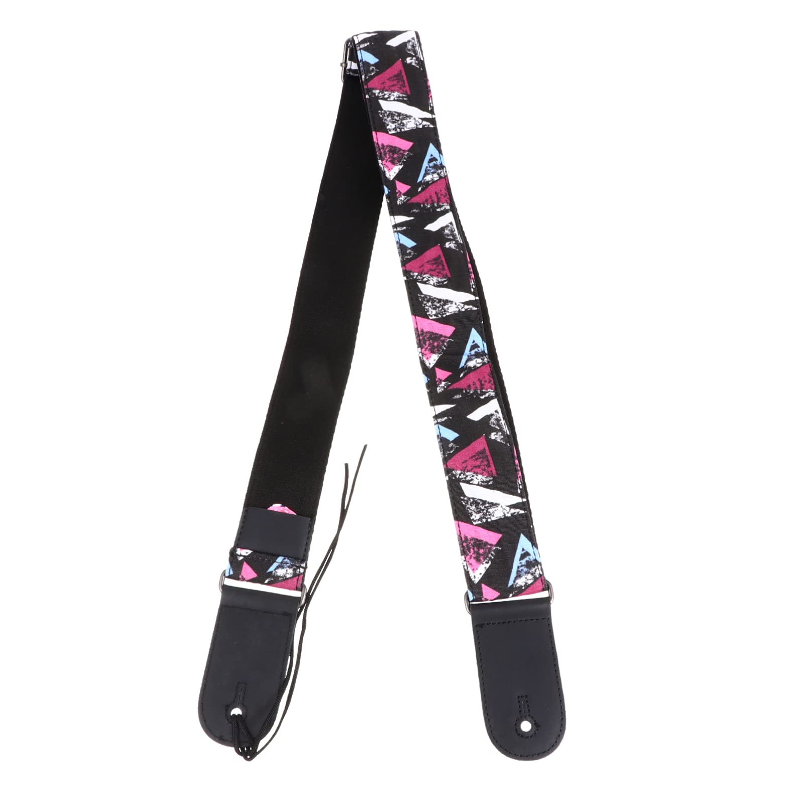 ARTIBETTER Guitar Strap Leather Denim Embroidery Bass Strap Shoulder Strap with Plectrum Guitar Accessories (Pink)
