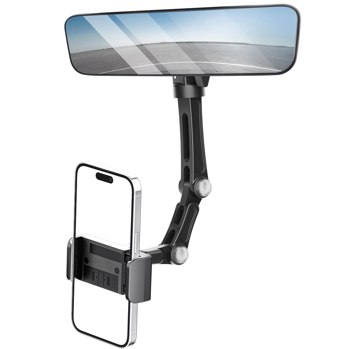 Karmus Mirror Phone Holder, Portable Electronic Device Mount. Compatible With All Cell Phones, Rotatable & Retractable. Ideal Fo