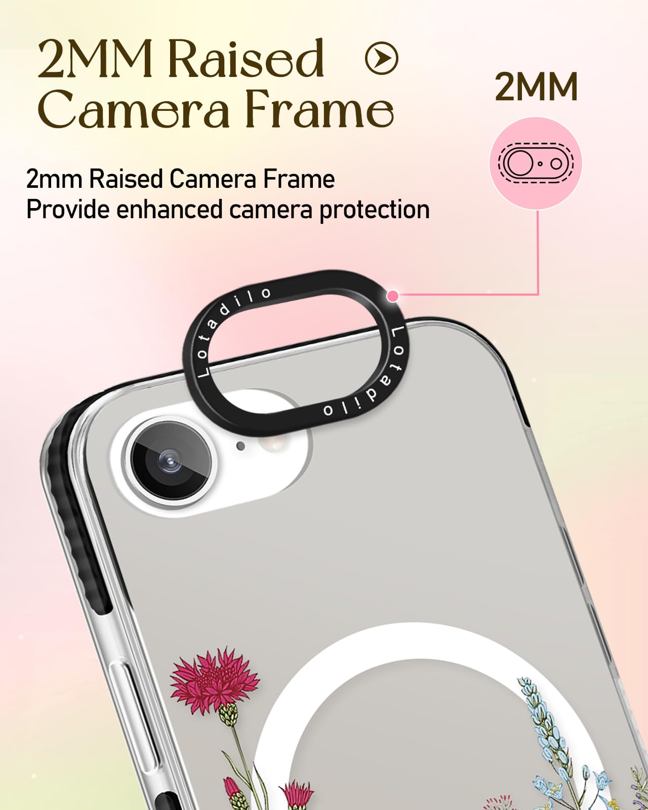 Lotadilo Cute Case For Iphone 16E For Women Girls - Funny Wild Floral Design Compatible With Magsafe Magnetic Ring Holder Kickst