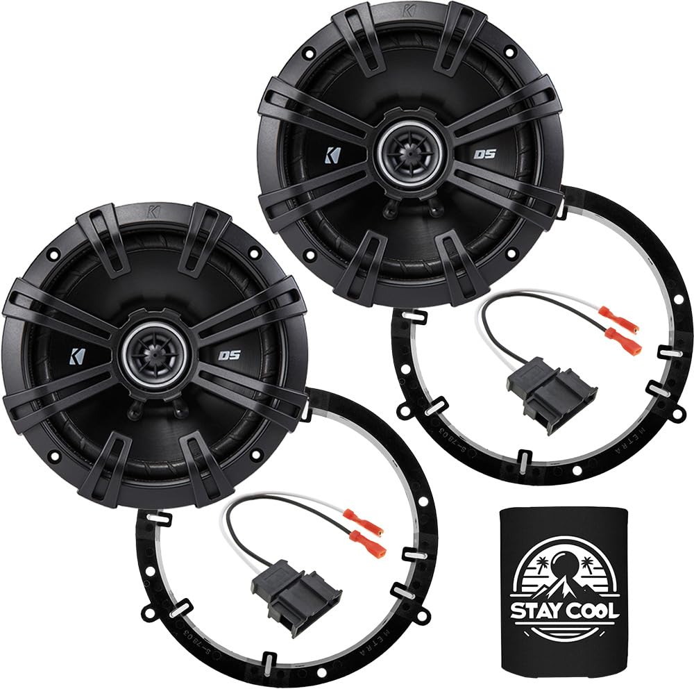 KICKER Front Door 6.5 Speakers Kit for Volkswagen Beetle 1998-2010 Upgrade Kit - Pair of DS Series 6 1/2 Inch Coaxial Speakers w
