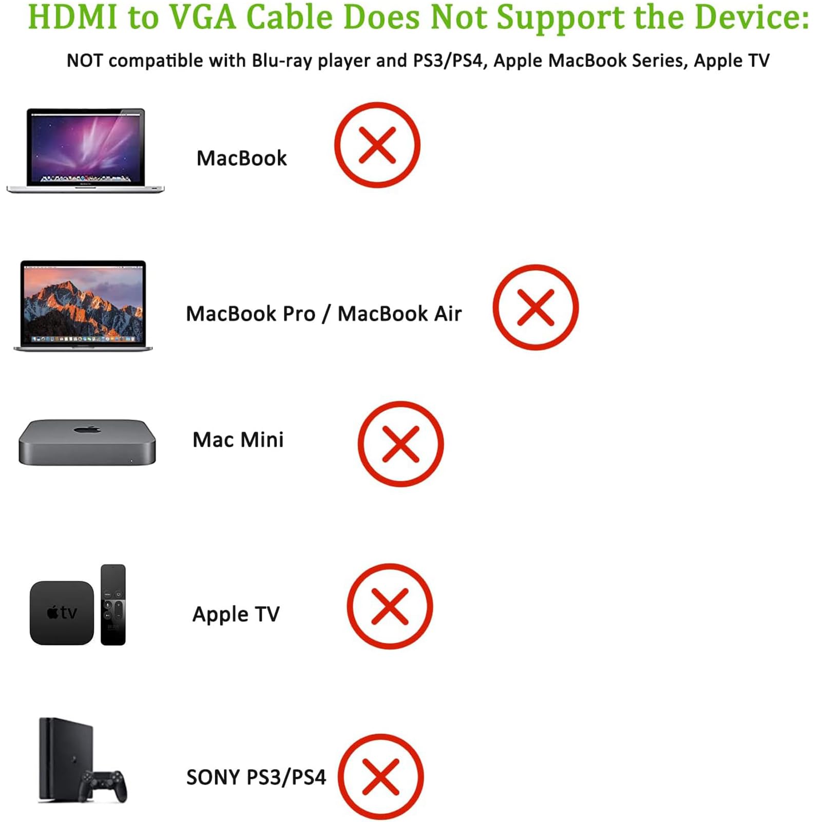 Uvooi Hdmi To Vga Cable 3Ft, Computer Hdmi To Vga Monitor Cord (Male To Male) Compatible For Raspberry Pi, Roku, Computer, Deskt