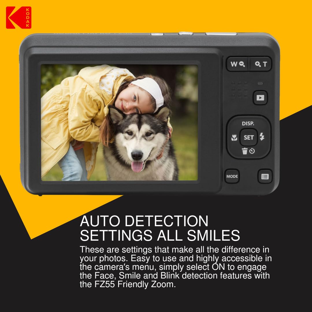 Kodak Pixpro Friendly Zoom Fz55 Digital Camera (Blue) Bundle With Focus Digital Camera Lcd Screen Protectors And 32Gb Sdhc Uhs-I