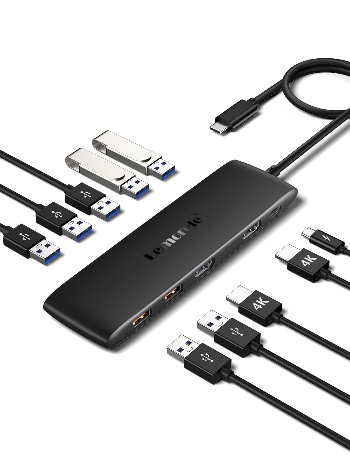 Lemorele 10 -In-1 Usb C Docking Station For Laptop Dell Mac Hp Lenovo, 10Gbps Usb C Hub With 2 Hdmi, 4*Usb 3.1 10Gbps Data Port,