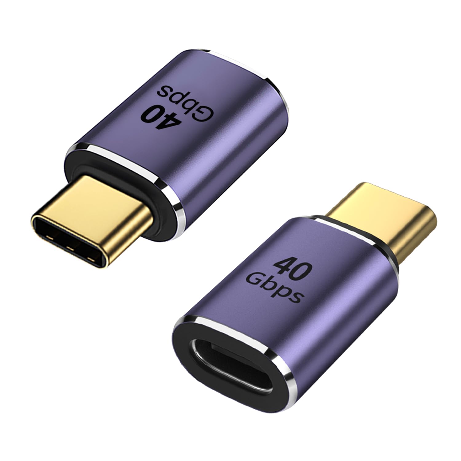 Areme 2 Pack Usb C Male To Female Adapter, Usb Type C Adapter Extender Support 100W, 40Gbps, 8K@60Hz For Thunderbolt 4/3, Macbook Pro/Air, Laptop, Tablet, Phones And More Type C Devices (Purple)