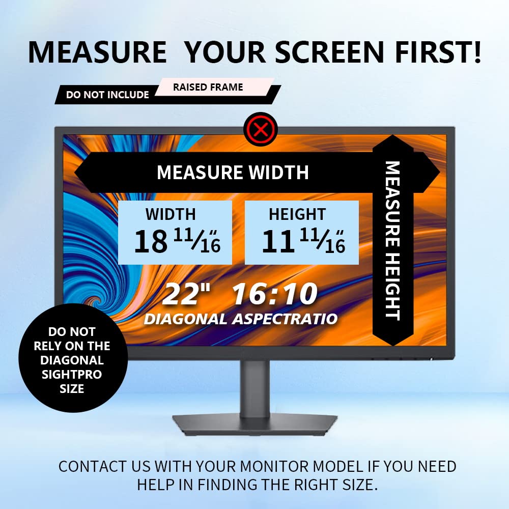 Computer Privacy Screen 22 Inch, Removable 16:10 Aspect Ratio Widescreen Monitor,Eye Protection Anti Glare Blue Light Slide Moun