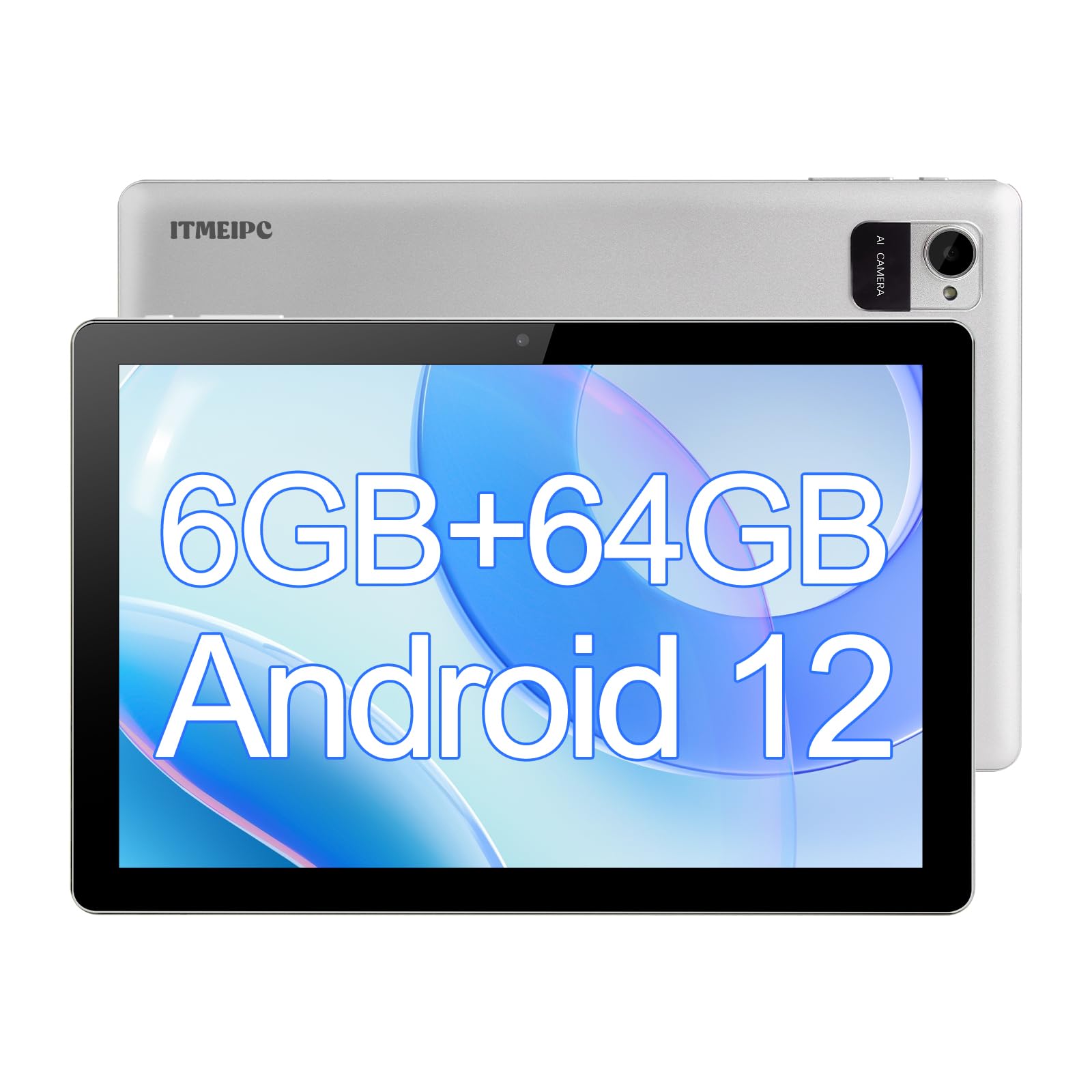 Itmeipc Tablet, 10.1'' Android Tablet With Quad Core Processor, 6Gb Ram 64Gb Rom, 1280 * 800 Hd Ips Touchscreen, 6000 Mah Batter