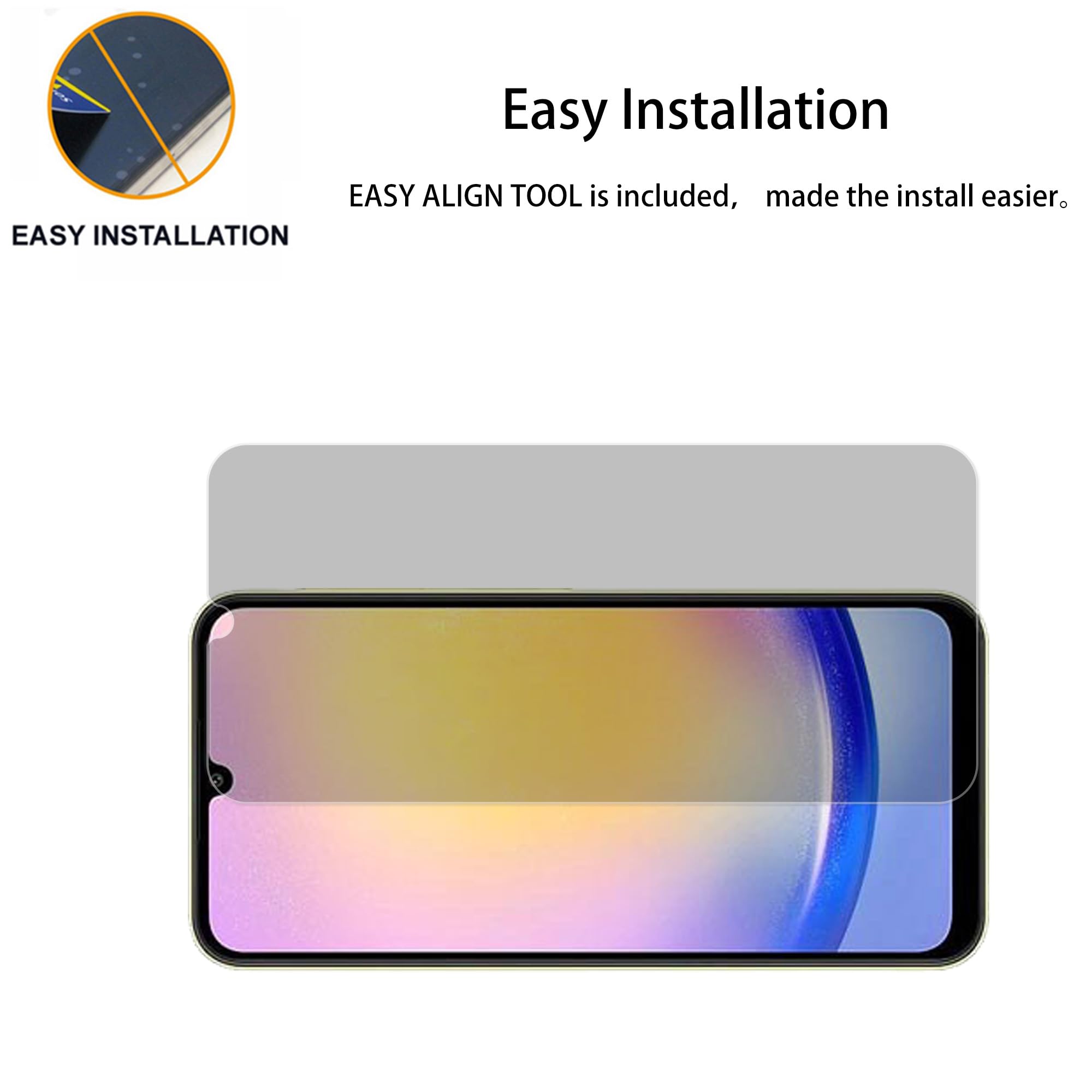 Hkkais 3Pack Privacy Screen Protector For Samsung Galaxy A25 5G Anti Spy Private Tempered Glass Film