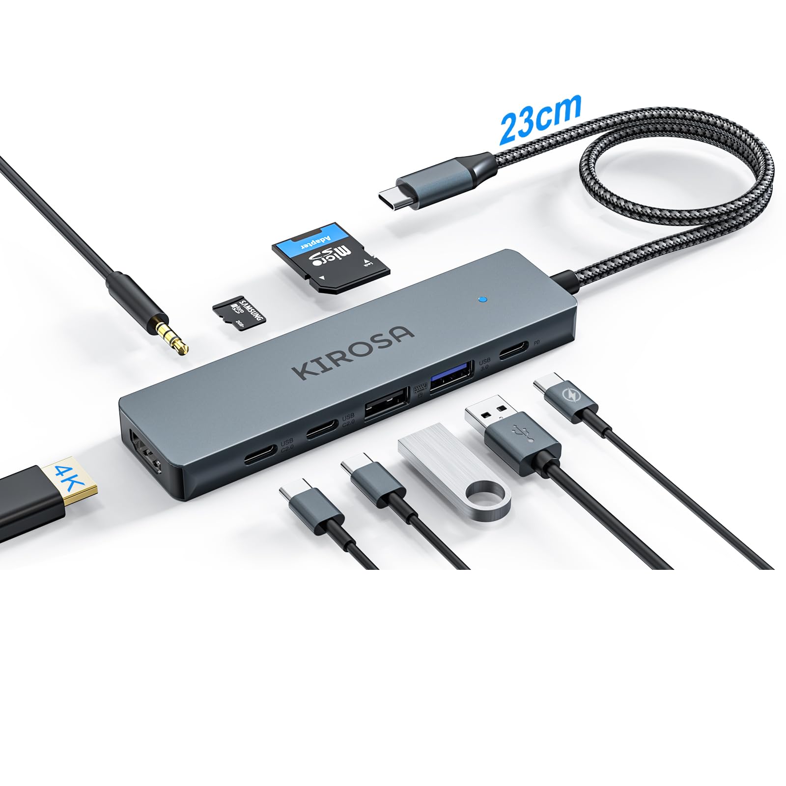 Usb C Hub Multiport Adapter For Macbook Pro Air: Kirosa 9 In 1 Usb C To 4K Hdmi Hub Dongle With 100W Pd Usb3.0   Portable Usbc H