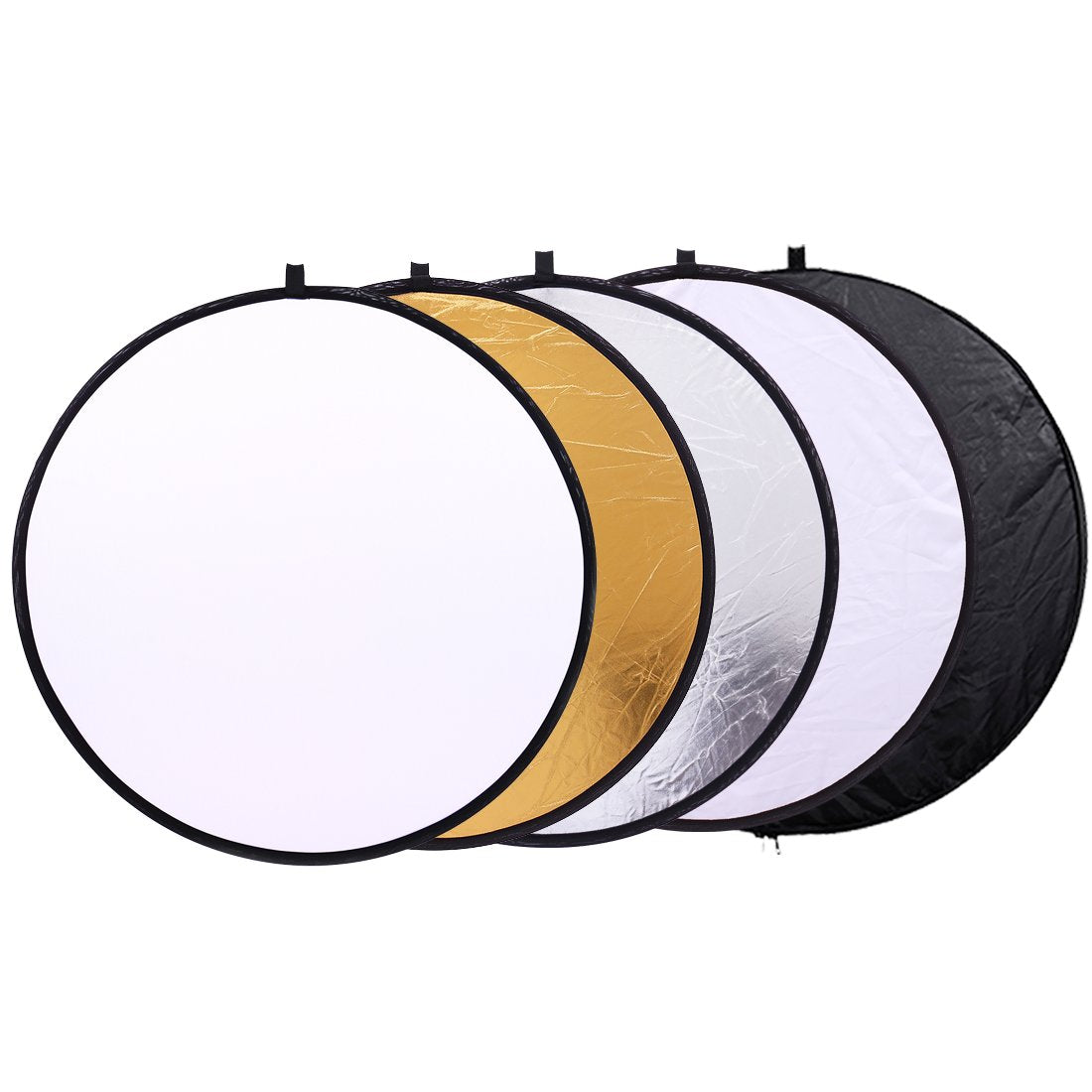 5 In 1 Photo Video Reflectors 12 Inch (30Cm) Collapsible Multi Disc Light Round Photography Reflector With Bag  Translucent, Sil