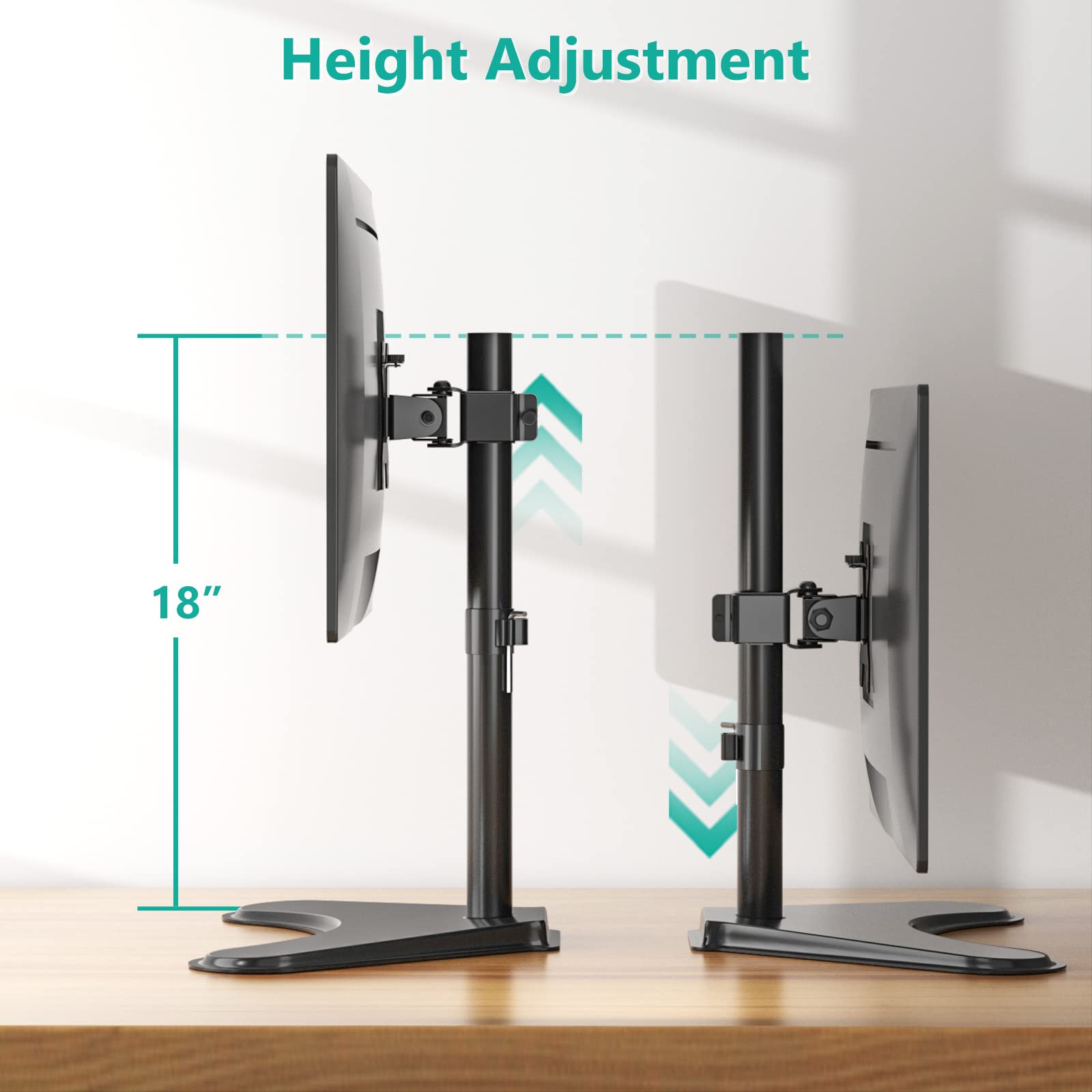 WALI Single Monitor Stand, Adjustable for Screens up to 32", Alloy Steel, Black, Model MF001