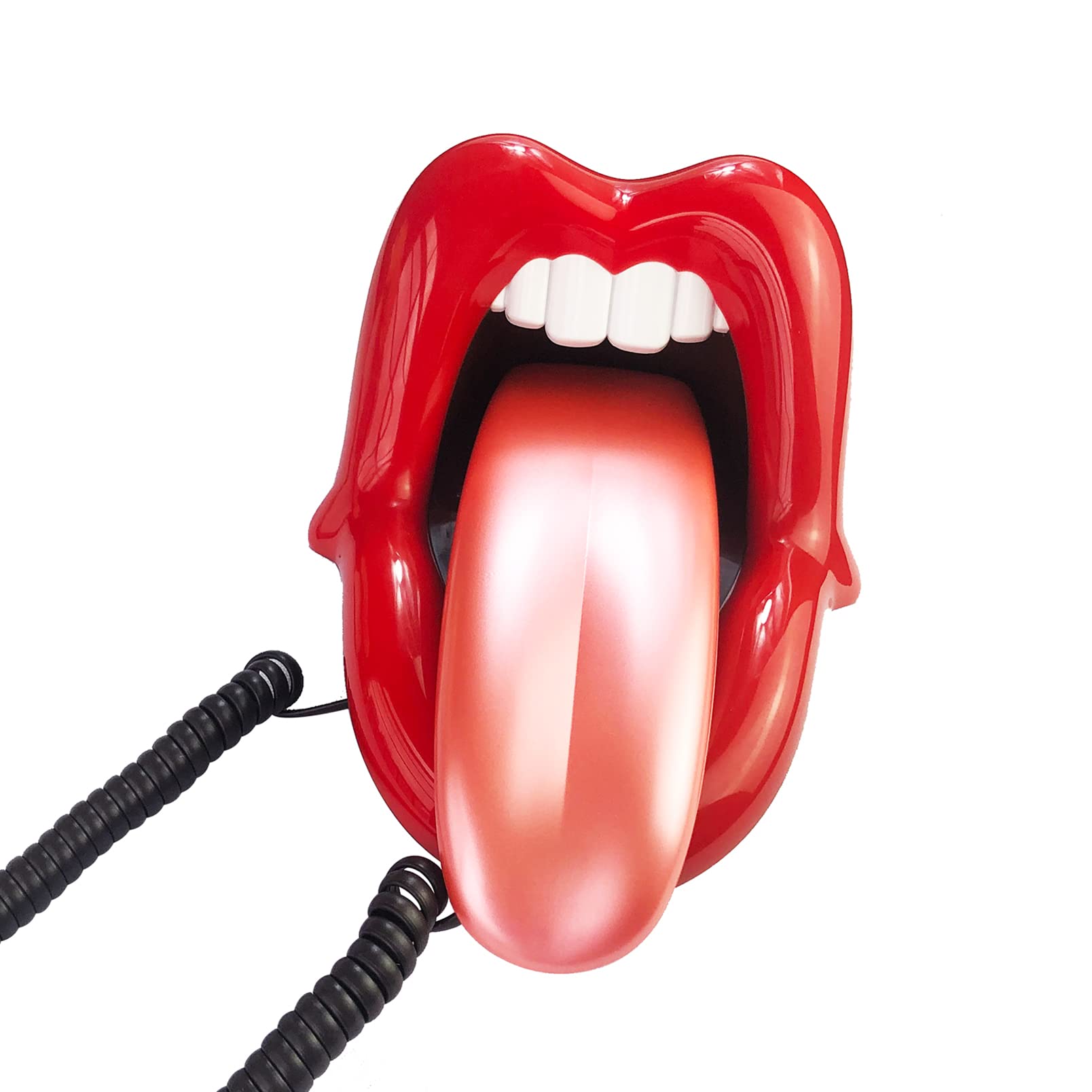 Telpal Landline Phones For Home, Red Mouth Telephone, Novelty Big Tongue Phone, Wired Funny Lip Phone Gift, Cartoon Shaped Real