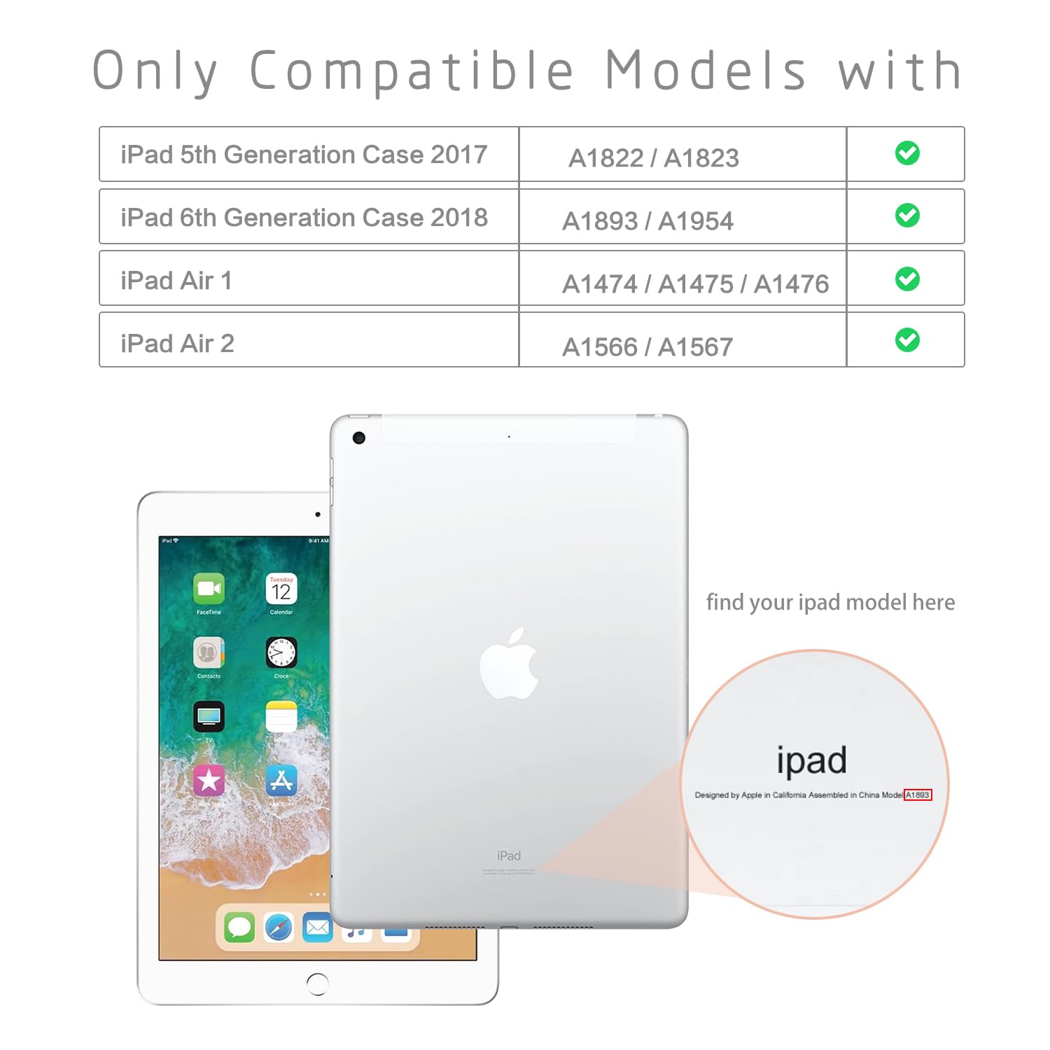 Ipad 6Th Generation Case, Ipad 5Th Generation Case, Ipad Air 2/Air 1 Case, Ipad 9.7 Case Ocean Anchor Compass Adjustable Angles