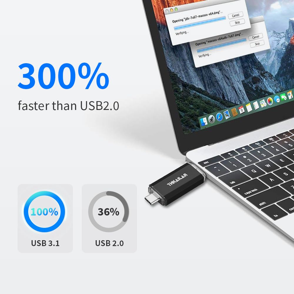 Thkailar Usb C Thumb Drive 128Gb Otg Usb 3.1 Flash Drive Dual For Business Traveler Compatible With Android Phone/Pc/Mac Pro Ext