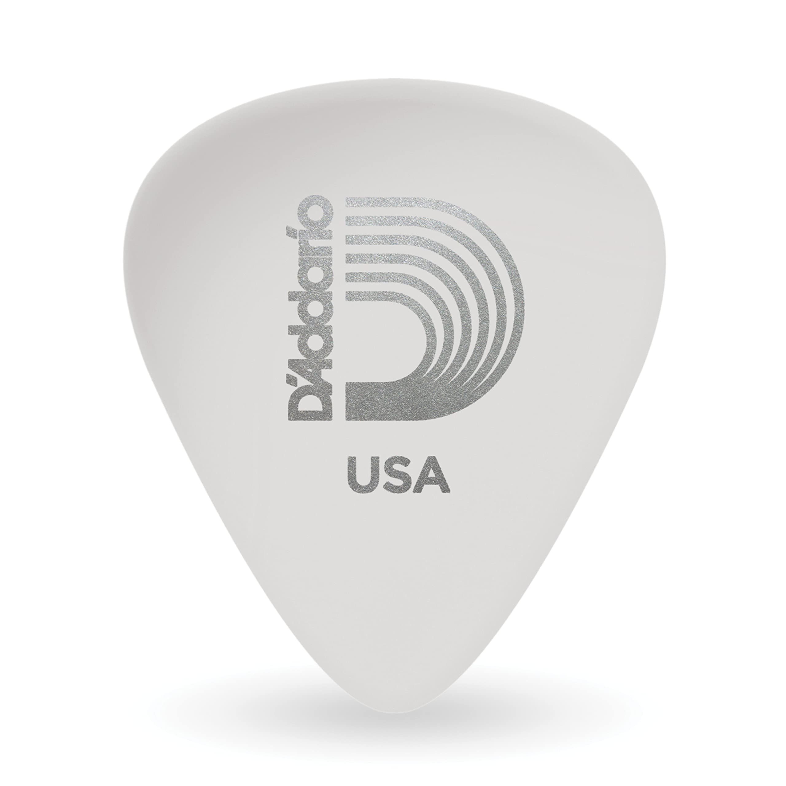 D'Addario White Color Celluloid Guitar Picks, 25 Pack, Medium