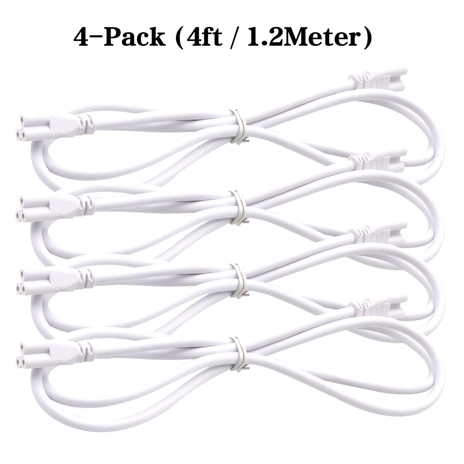 T5 T8 Extension Cords, 4Ft Connector Cord, 3 Prong Extended Power Cable For Integrated Led Tube Light, Single Led Shop Garage Li